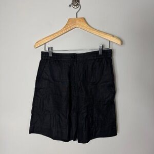 COS 100% Linen Black Long Bermuda Shorts Womens Easy Fit Size Small 916